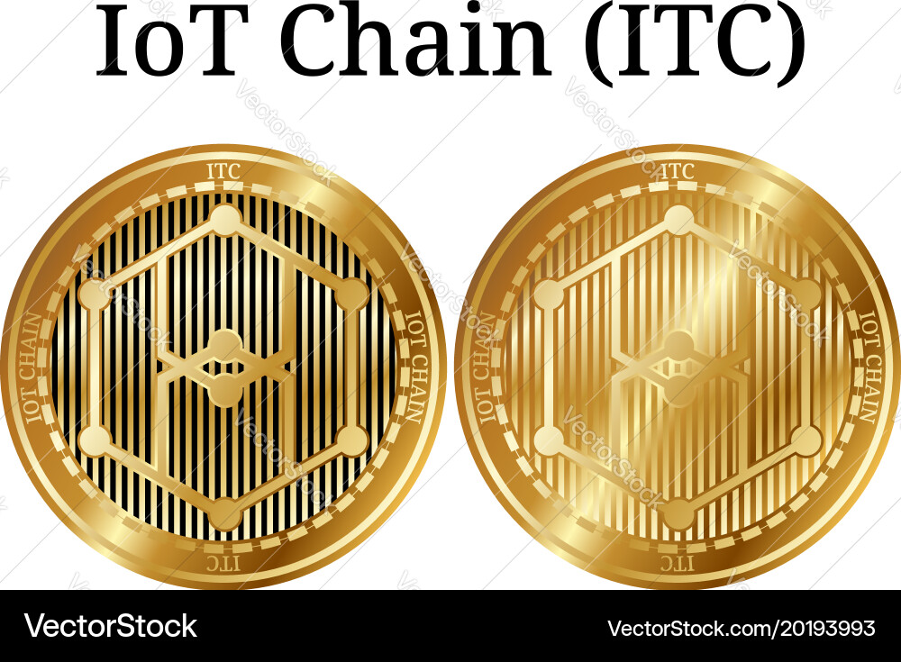 Set of physical golden coin iot chain itc Vector Image