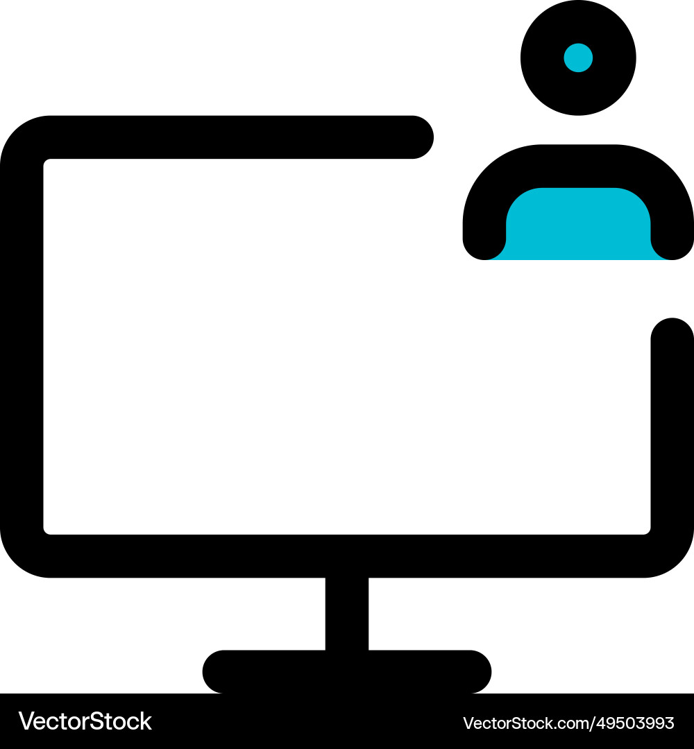 User actively utilizing the monitor for tasks Vector Image