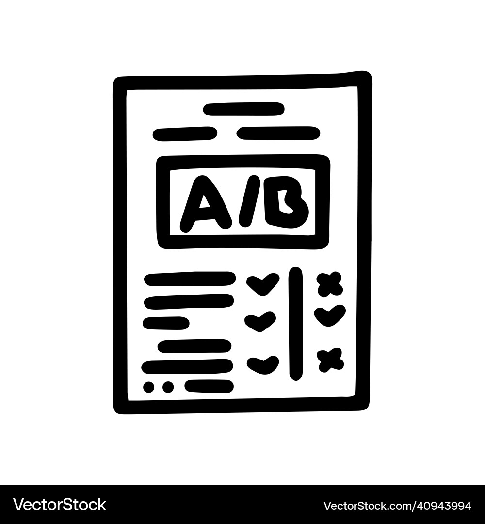 Ab testing strategy line doodle simple icon Ab testing strategy line doodle simple icon vector image