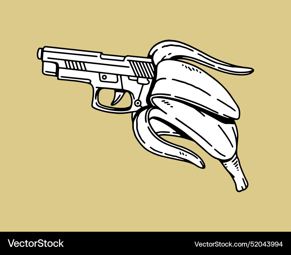 Banana Gun Line Art Drawing – Royalty-Free Vector | VectorStock