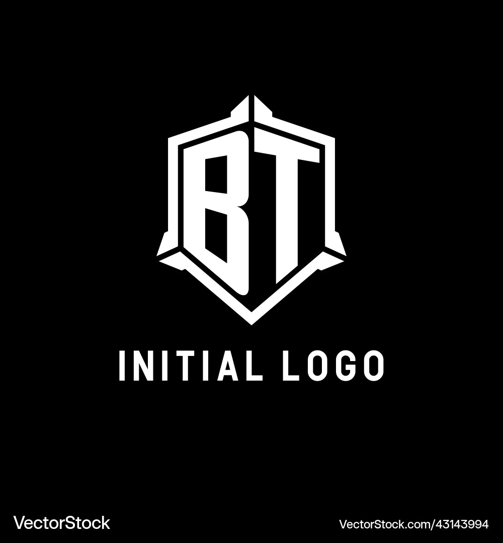 Bt logo initial with shield shape design style vector image
