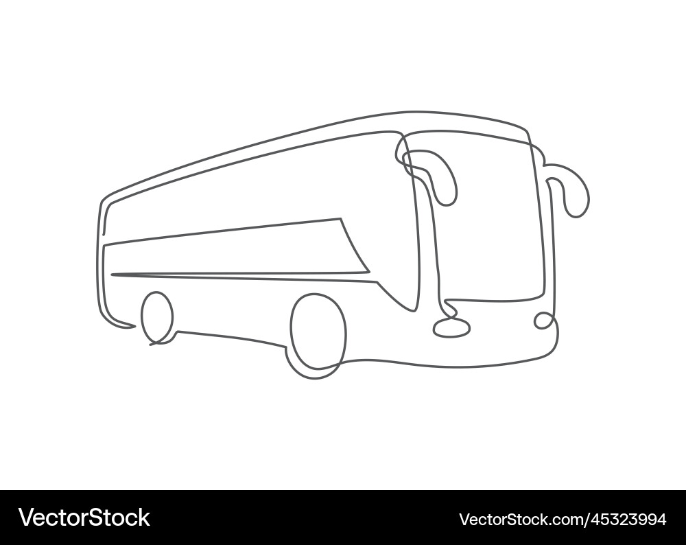 Bus one line drawing on white background vector image