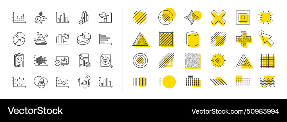 Charts and diagrams line icons set of 3d chart Charts and diagrams line icons set of 3d chart vector image