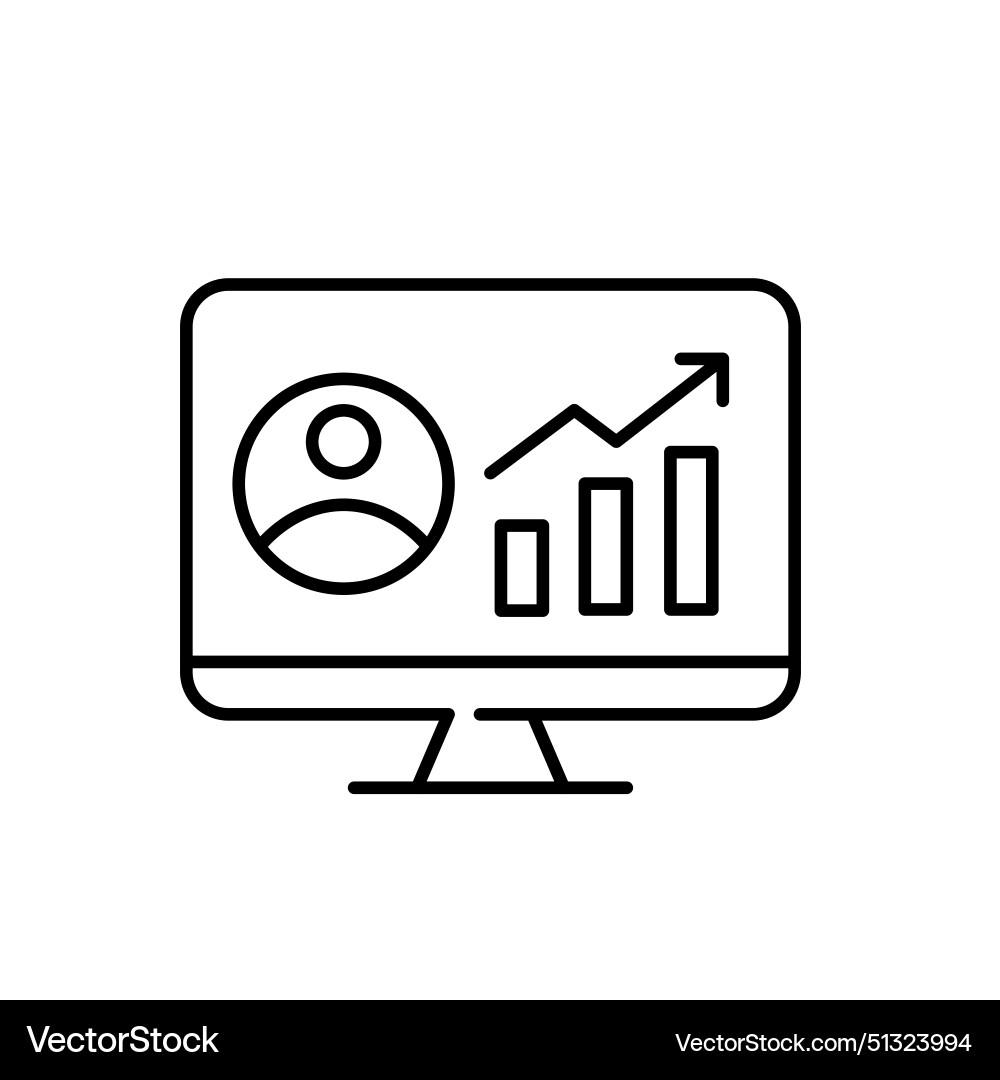 Computer monitor with user avatar and financial Vector Image