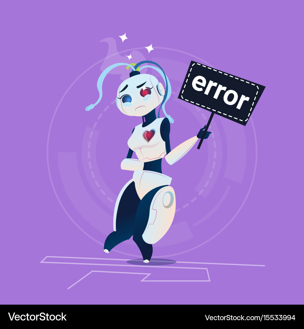 Cute robot error modern artificial intelligence vector image