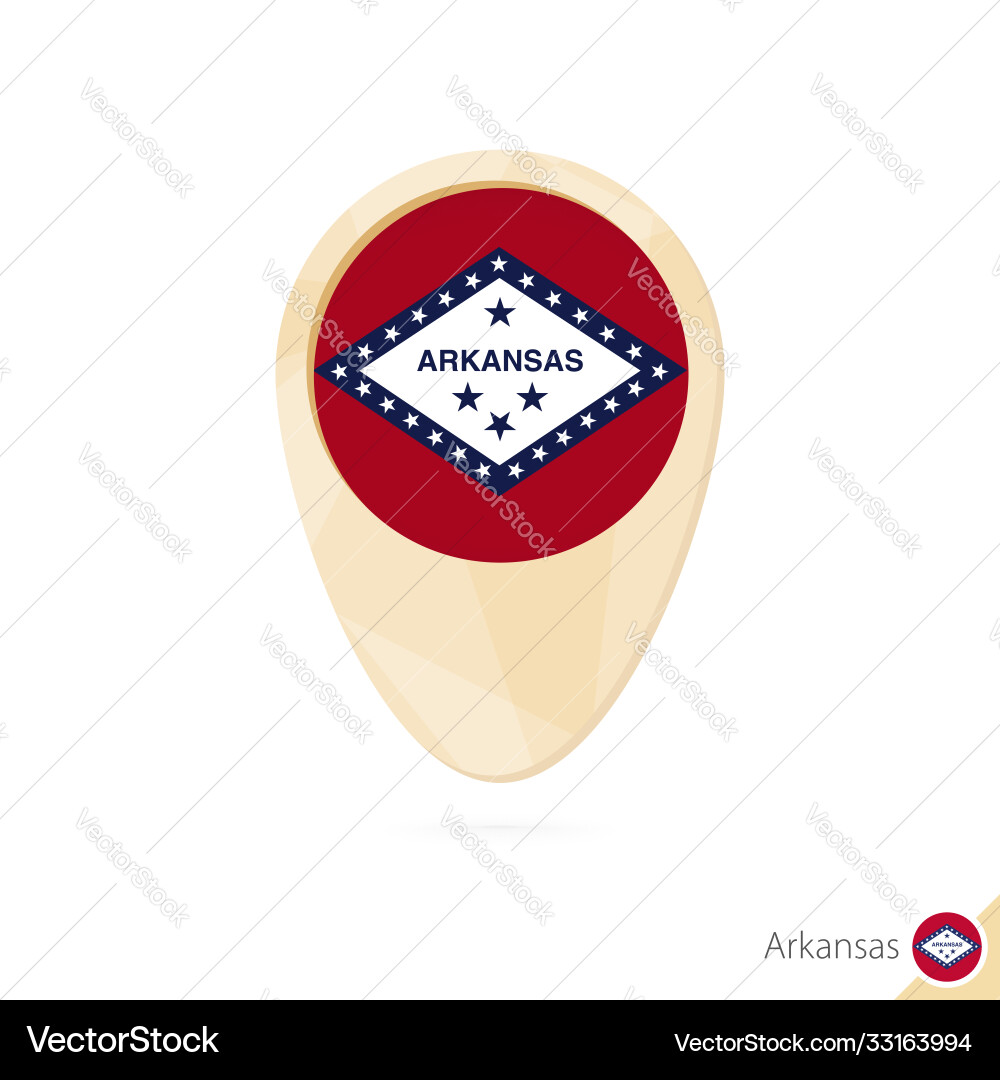 Map pointer with flag arkansas orange abstract Map pointer with flag arkansas orange abstract Vector Image