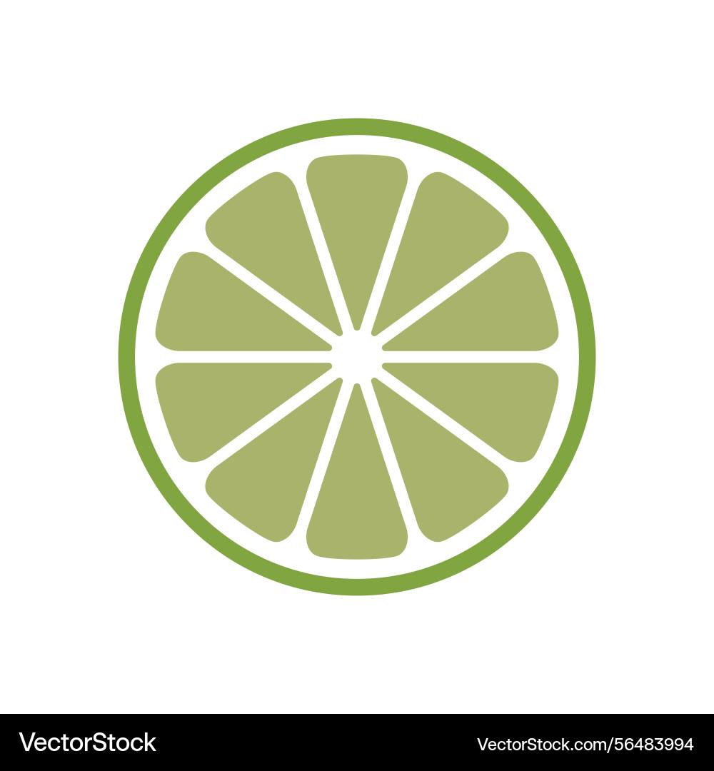 Minimalistic icon of lime wedge or slice in flat Vector Image