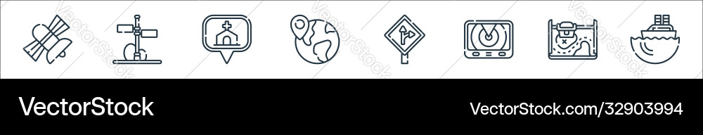 Navigation and maps line icons linear set quality Navigation and maps line icons linear set quality vector image