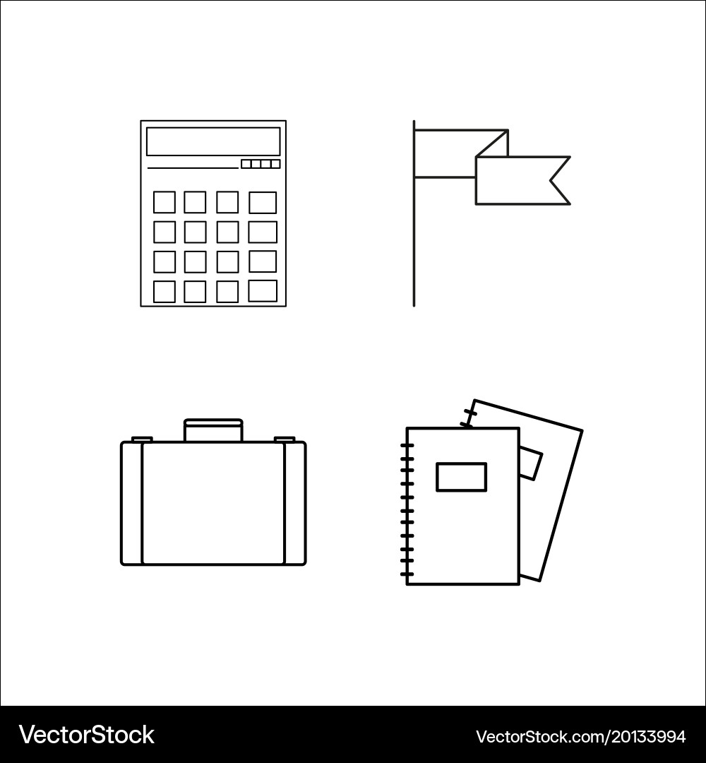 Office simple linear icon setsimple outline icons Vector Image