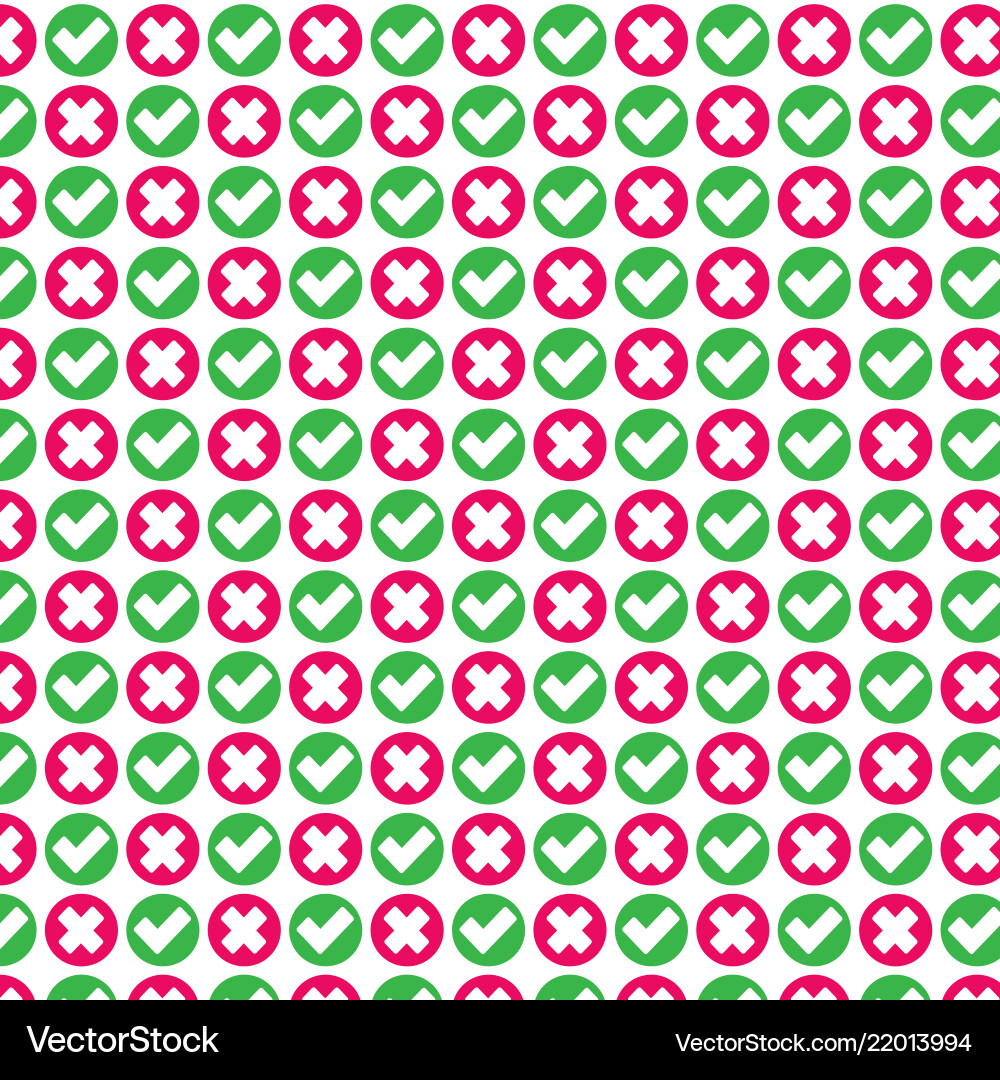 Pattern background check mark icon wrong and right vector image