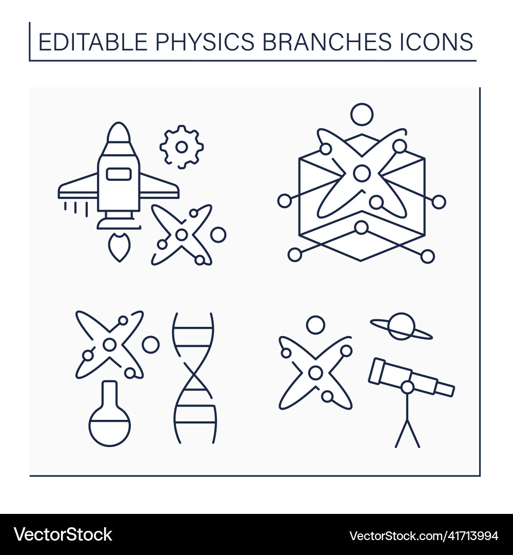 Physics branches line icons set Physics branches line icons set vector image