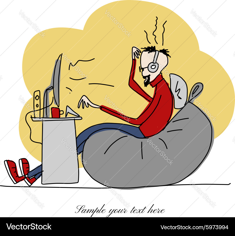 Programmer at work sketch for your design vector image