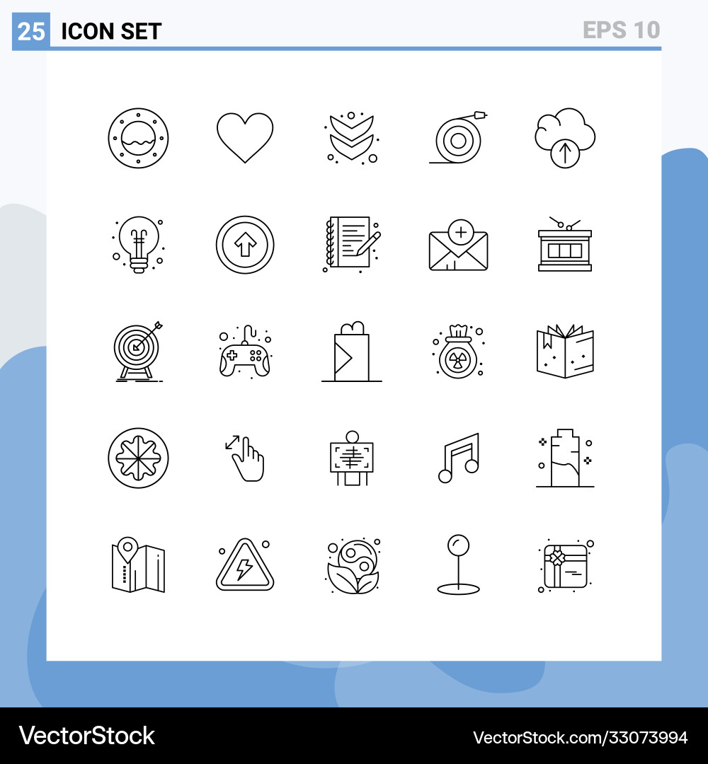 Set 25 lines on grid for bulb data down cloud vector image