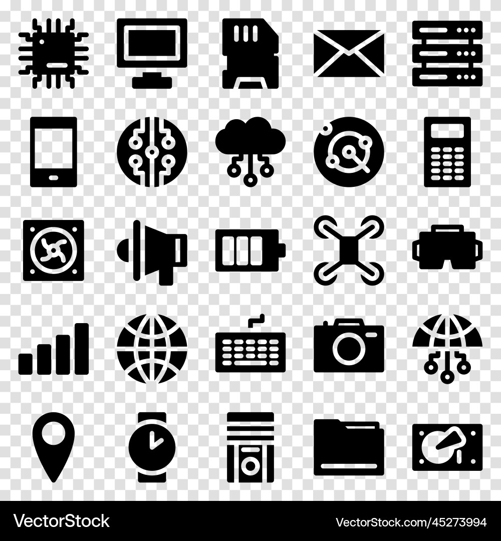 Set of 25 device and technology web icons Set of 25 device and technology web icons Vector Image