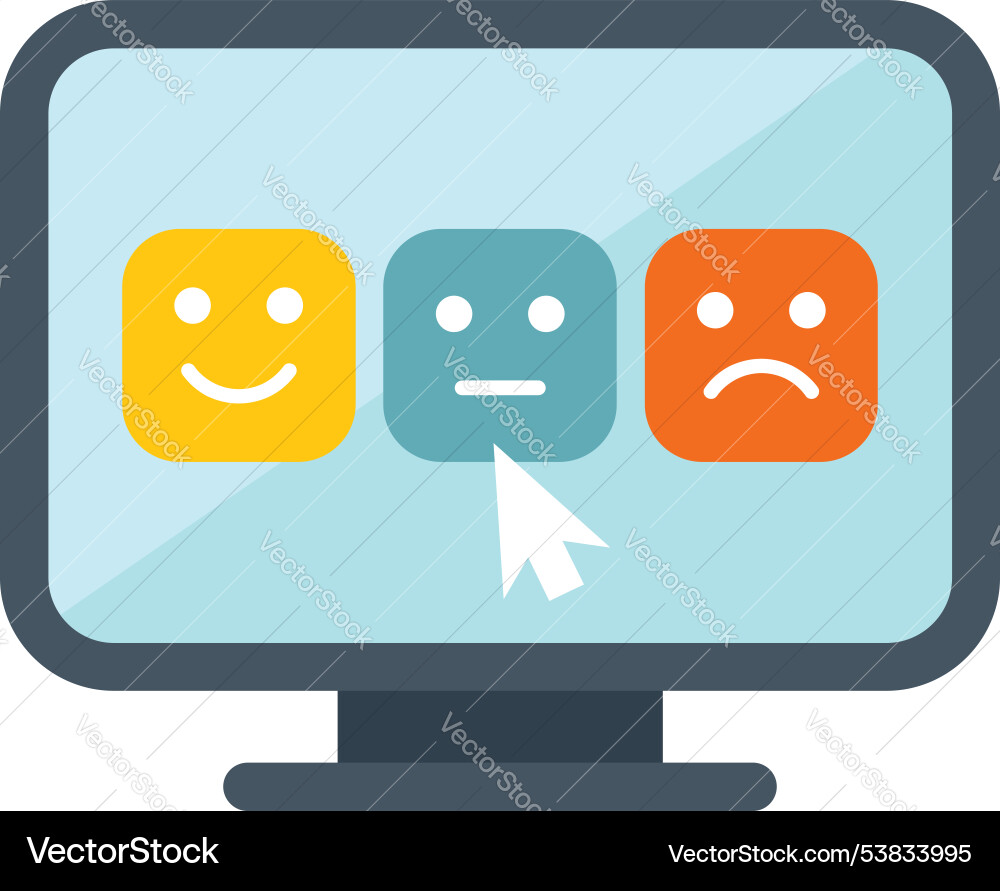 Cursor clicking neutral face on computer screen Cursor clicking neutral face on computer screen vector image