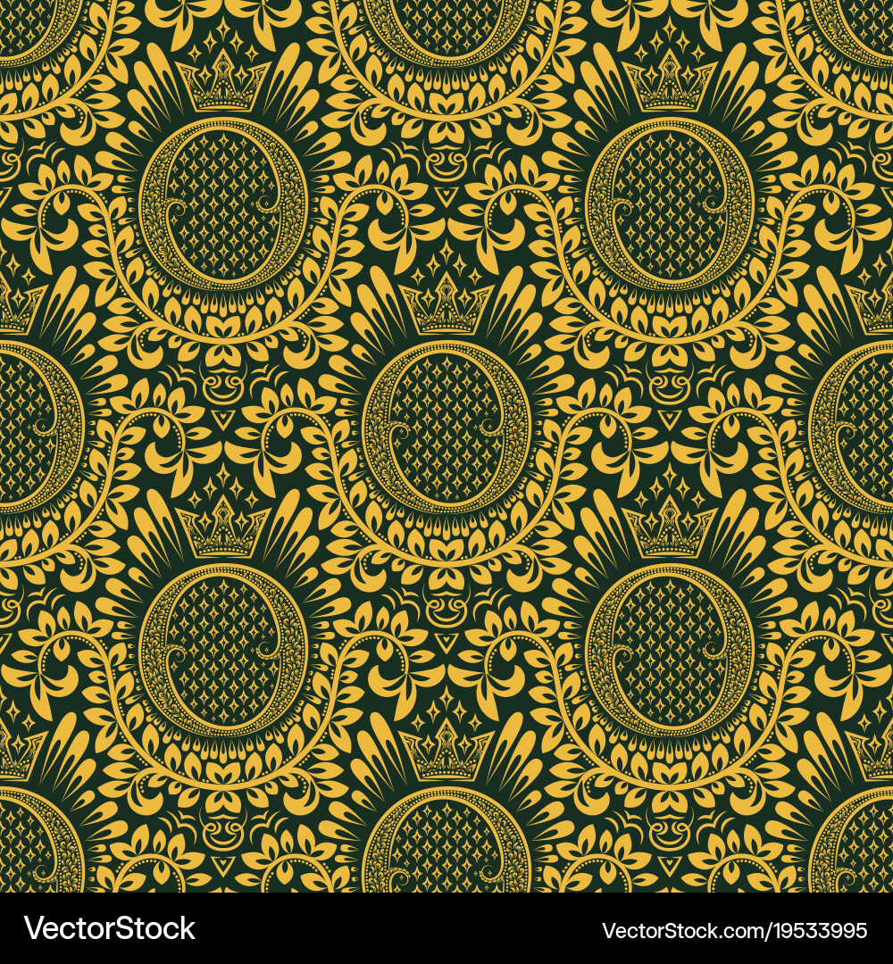 Damask seamless pattern repeating background Vector Image