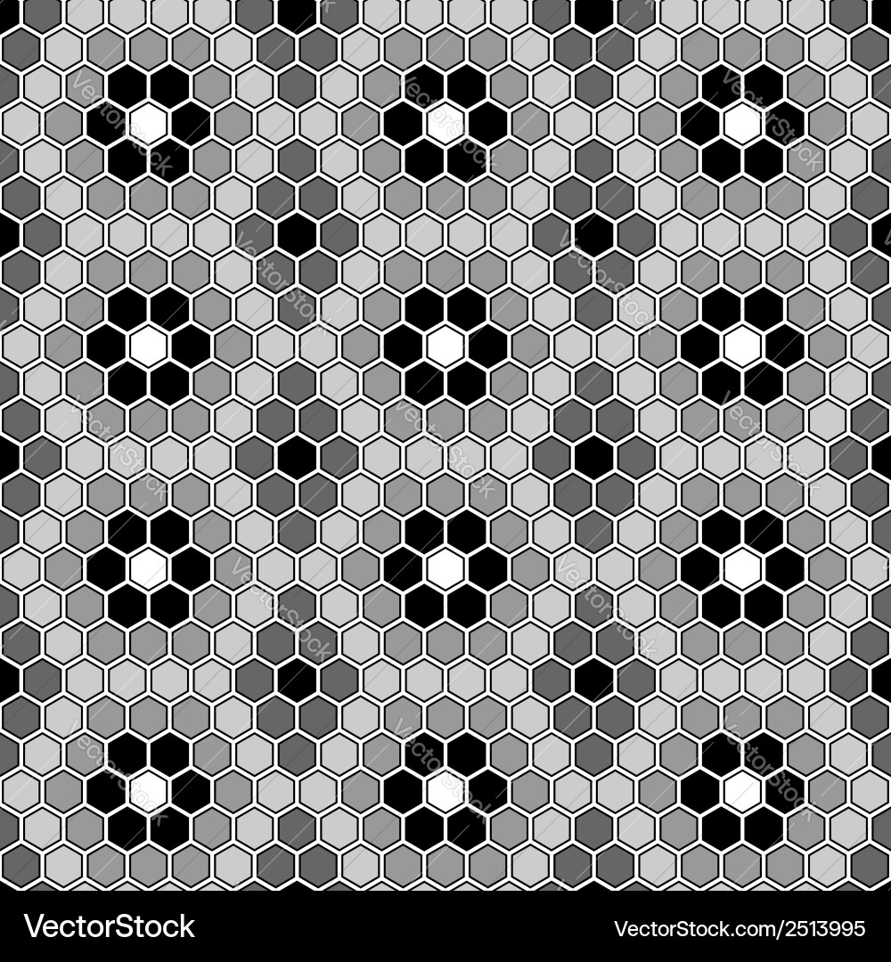 Design seamless monochrome mosaic hexagon pattern vector image