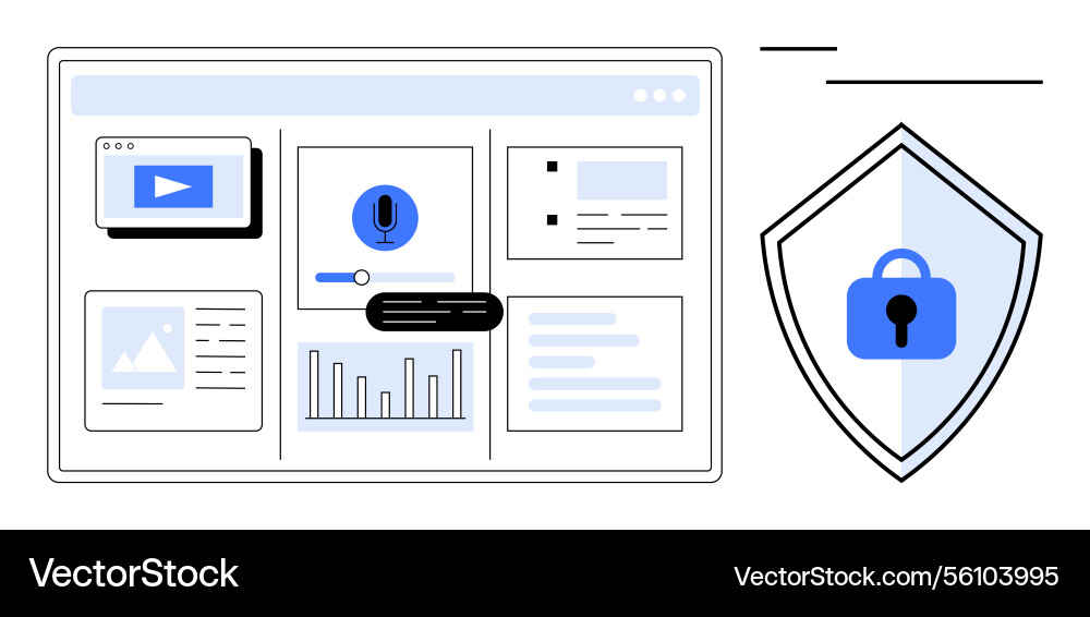 Digital dashboard with multimedia elements vector image