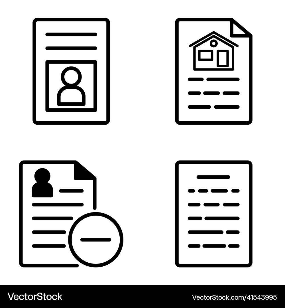 Docs1-2 flat icon set isolated on white background Vector Image