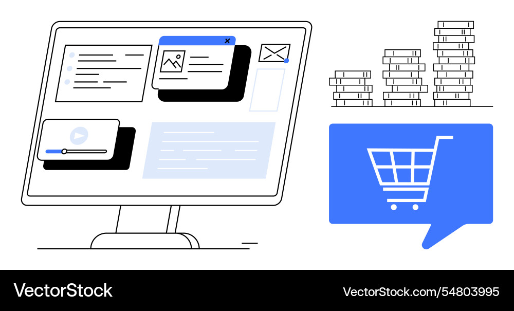E-commerce platform interface with shopping cart E-commerce platform interface with shopping cart vector image