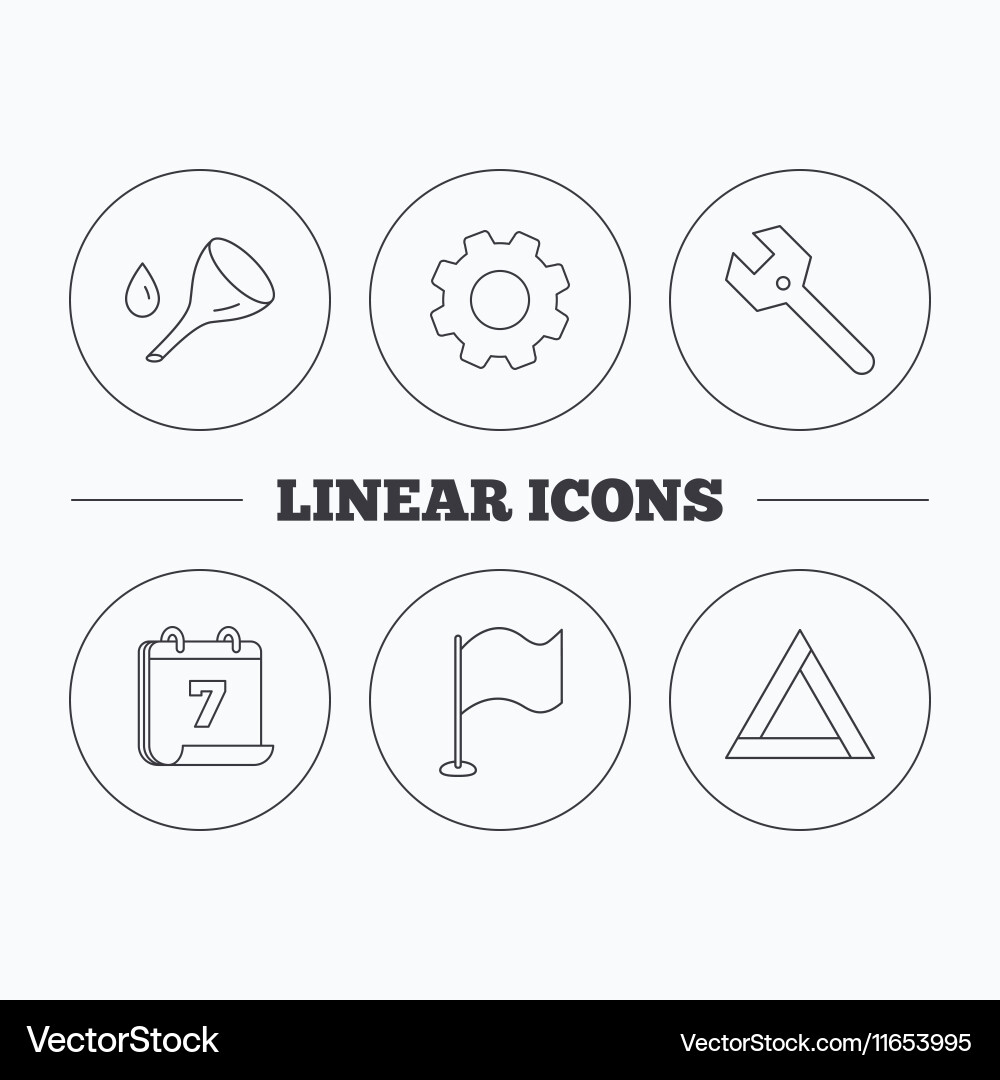 Flag pointer emergency sign and wrench key vector image