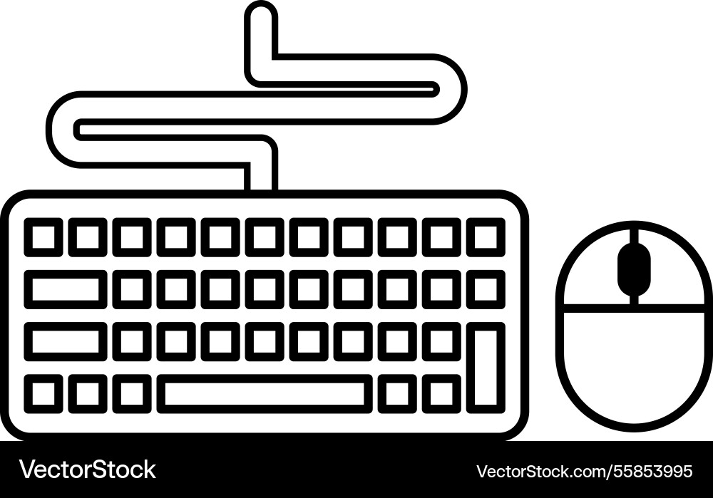 Keyboard and a computer mouse are shown side Keyboard and a computer mouse are shown side Vector Image