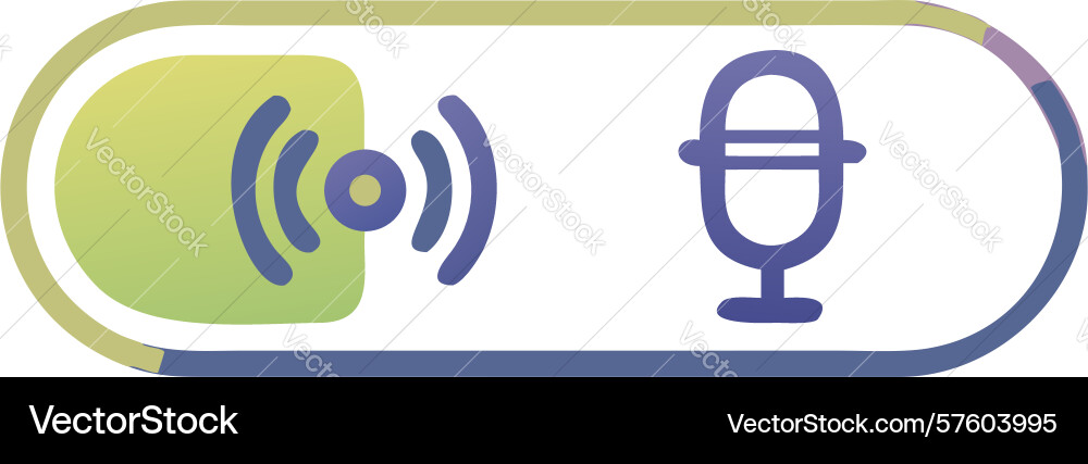 Microphone with sound waves active audio input vector image
