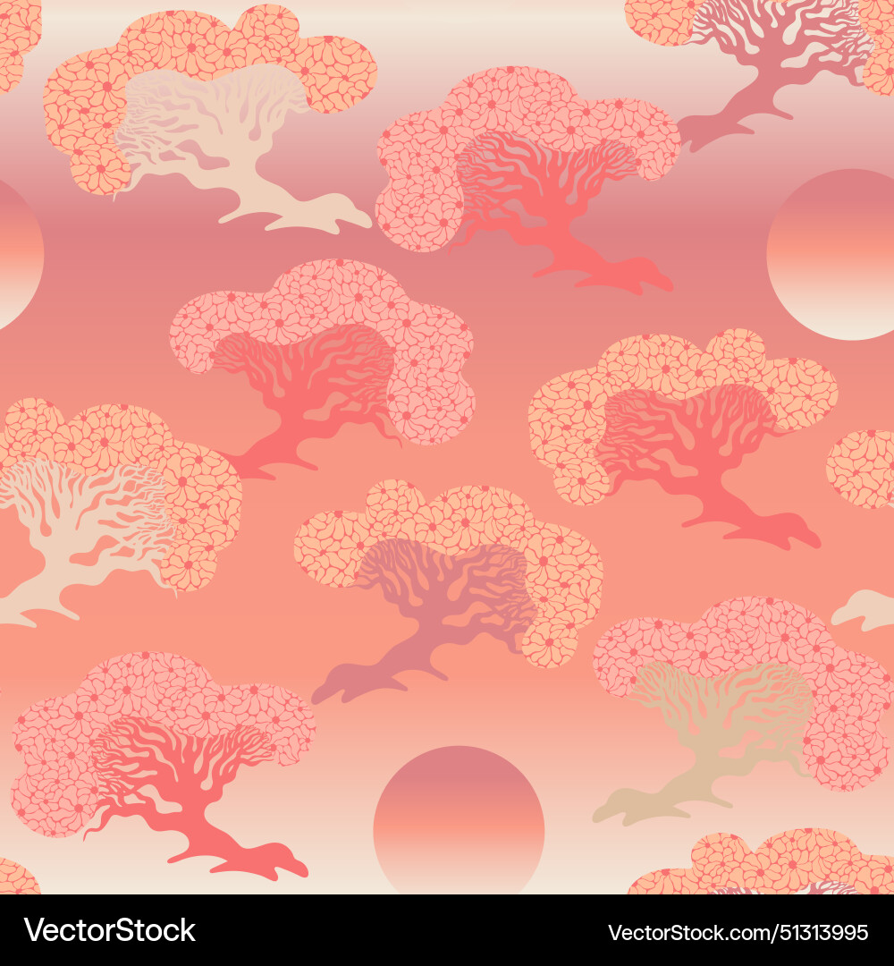 Oriental style seamless pattern with cherry trees Vector Image