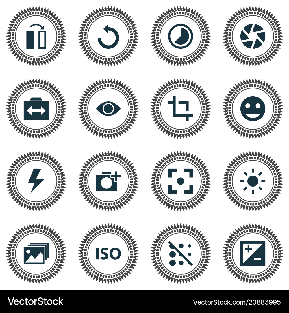 Picture icons set with switch cam add a photo Picture icons set with switch cam add a photo Vector Image