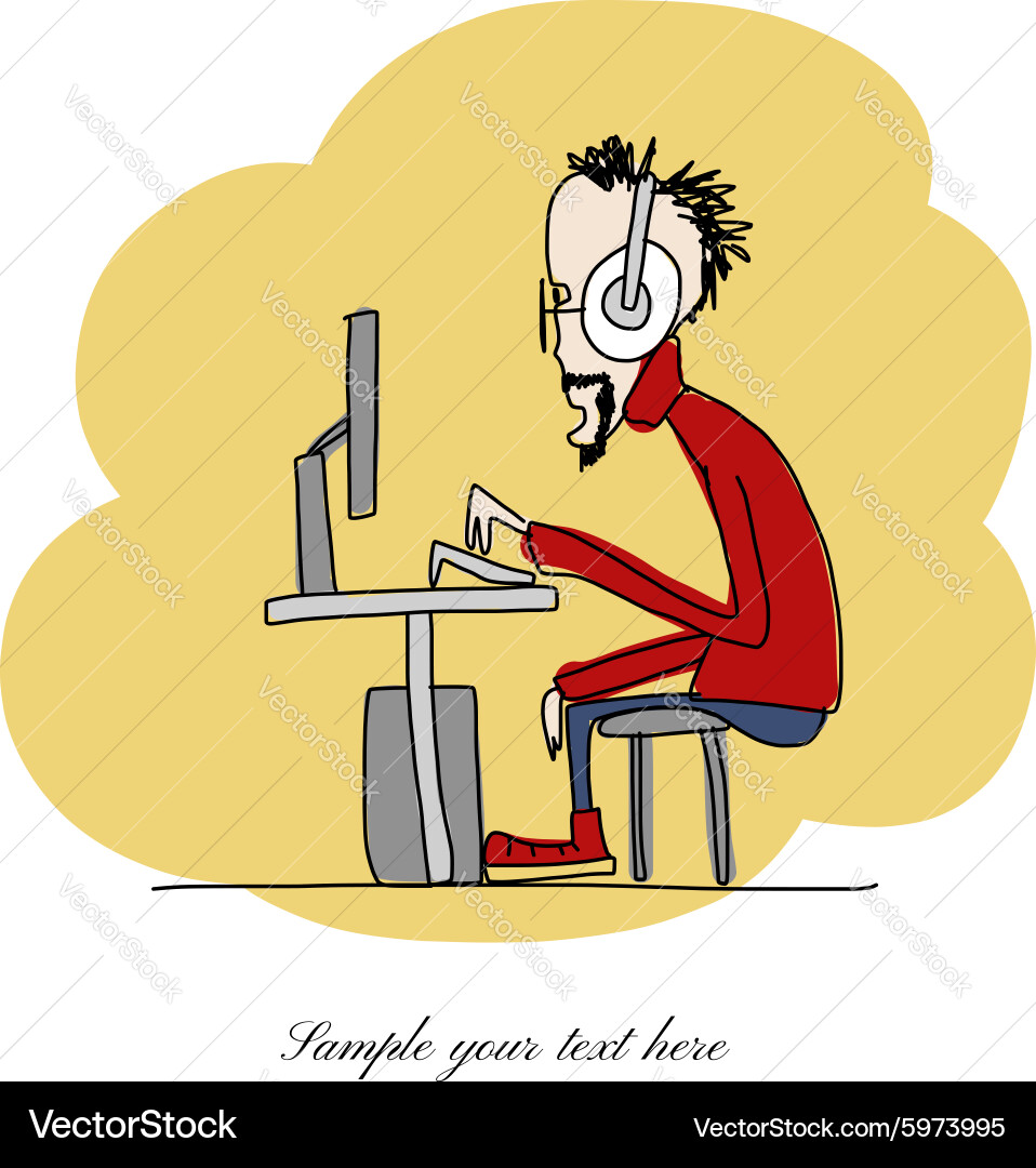 Programmer at work sketch for your design vector image