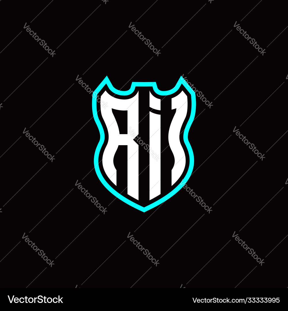 R i initial logo design with shield shape R i initial logo design with shield shape Vector Image