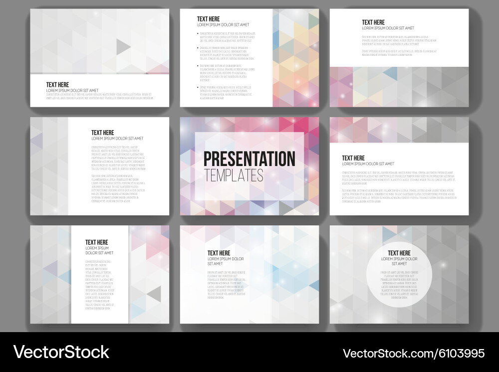 Set of 9 templates for presentation slides Vector Image