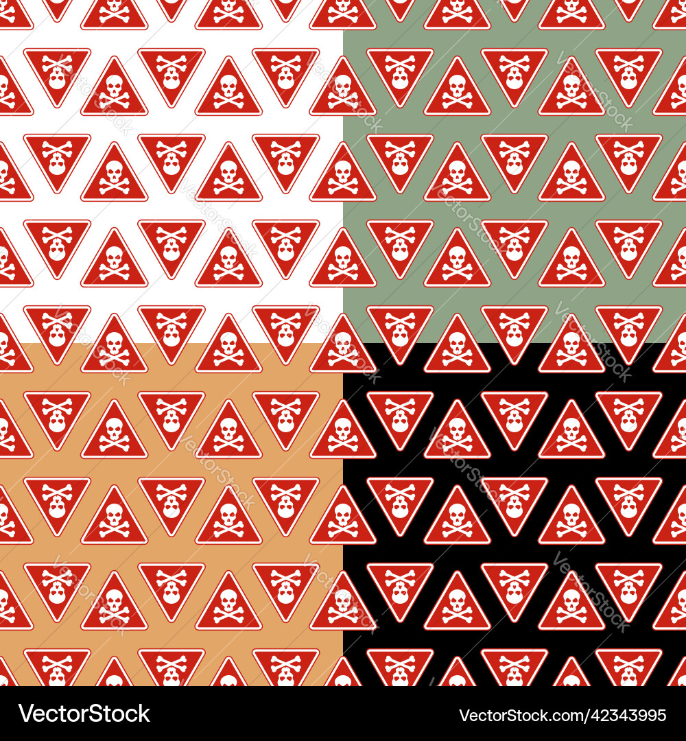 Set of seamless patterns with red sign plate Vector Image