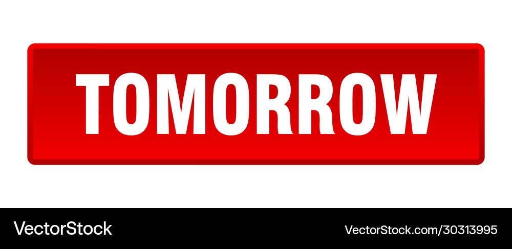 Tomorrow button square red push vector image