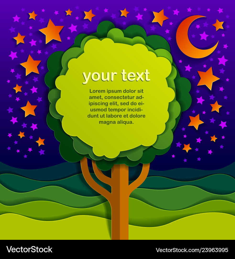Tree with copy space for text in the night Tree with copy space for text in the night Vector Image