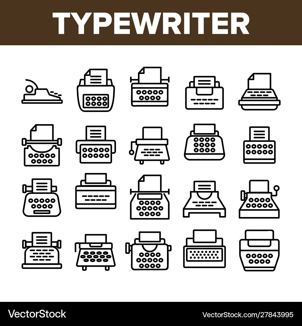 Typewriter collection elements icons set Vector Image