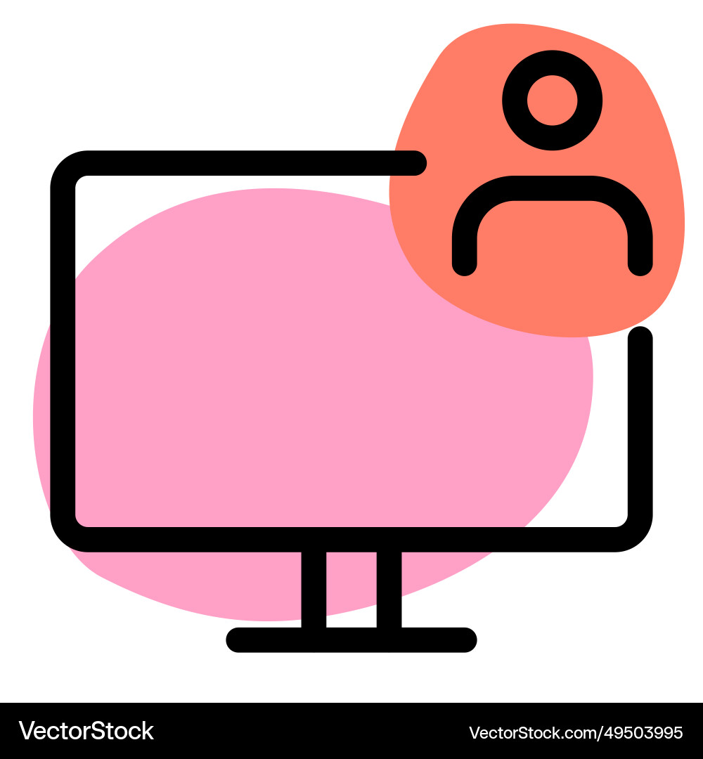 User actively utilizing the monitor for tasks Vector Image