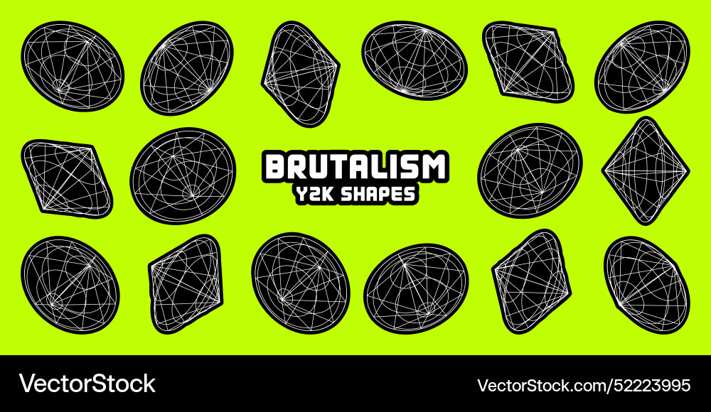 Wireframe lined shapes perspective mesh 3d grid vector image