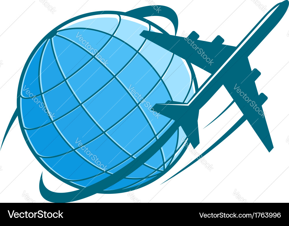 Airplane Circling Earth Vector Image