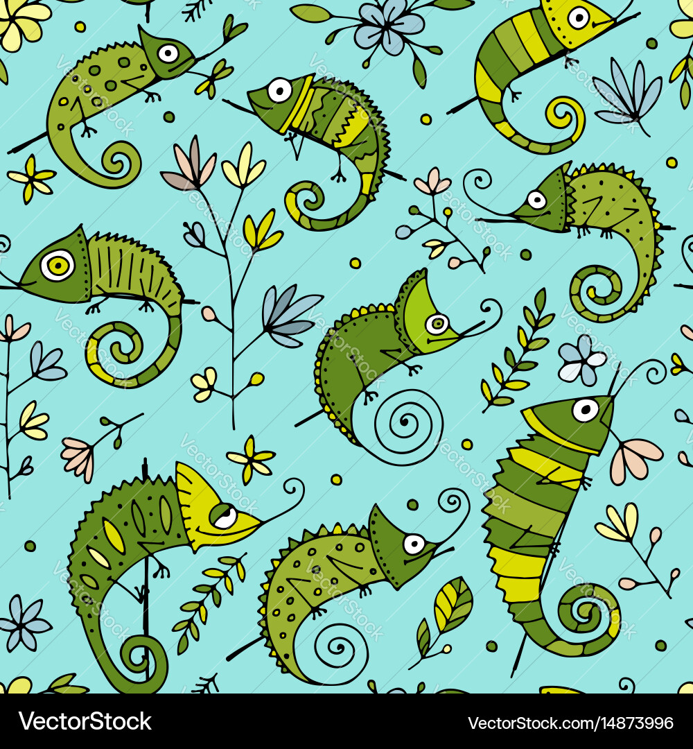 Chameleon collection seamless pattern for your vector image