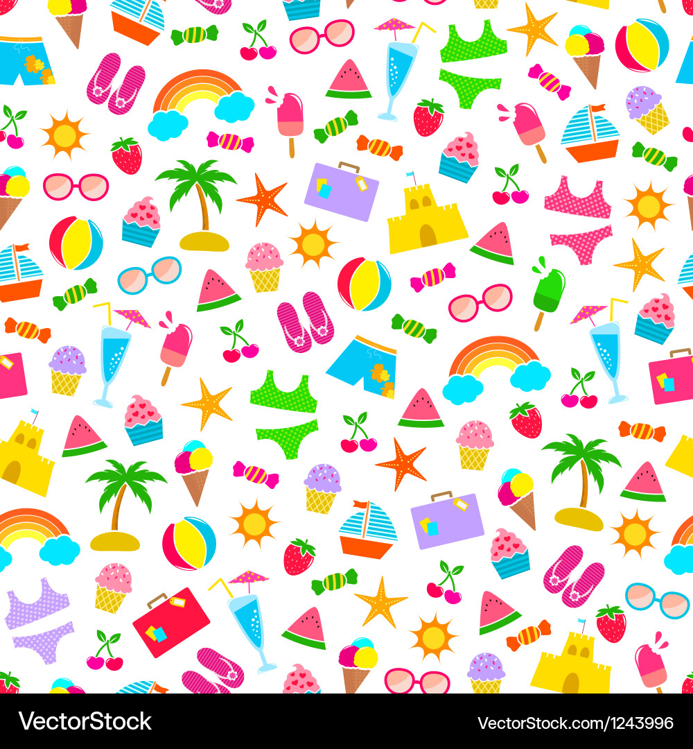 Cheerful Summer Icons Pattern vector image