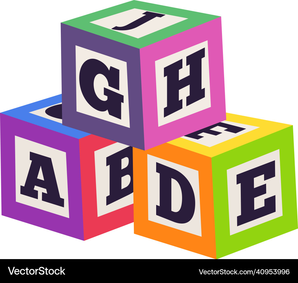Construction blocks kid alphabet cube toy icon Vector Image