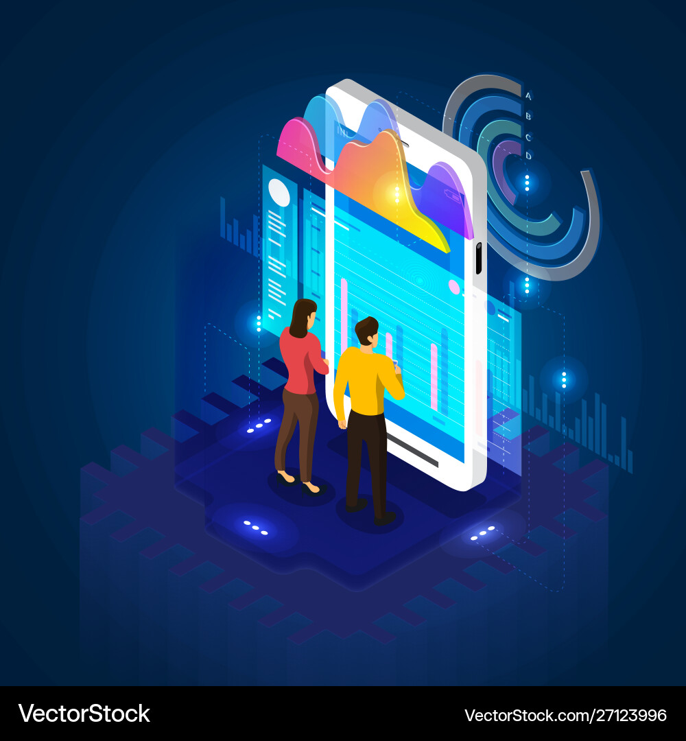 Data Analysis Mobile App vector image