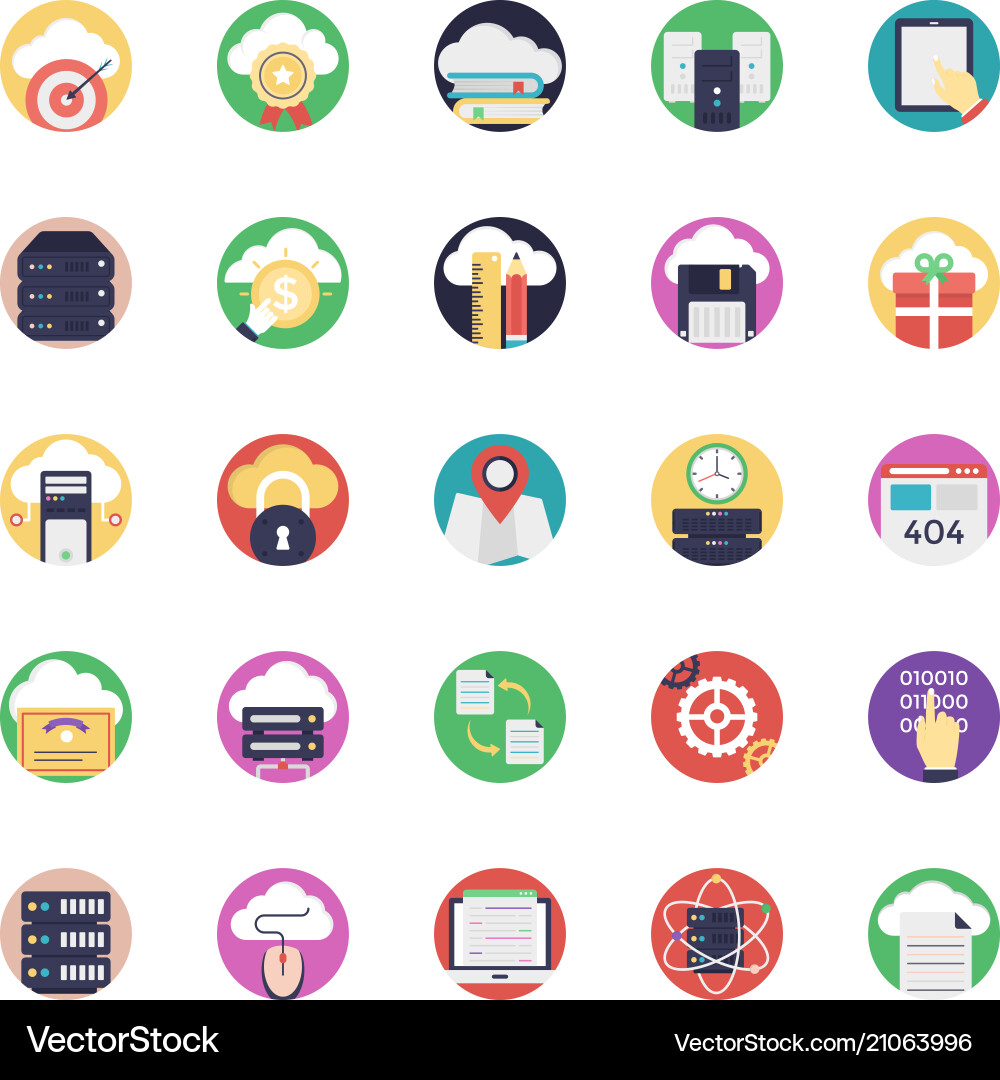 Database and cloud technology icons Vector Image