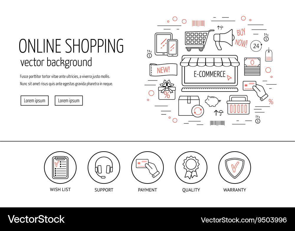 E-commerce web design concept line icons Vector Image