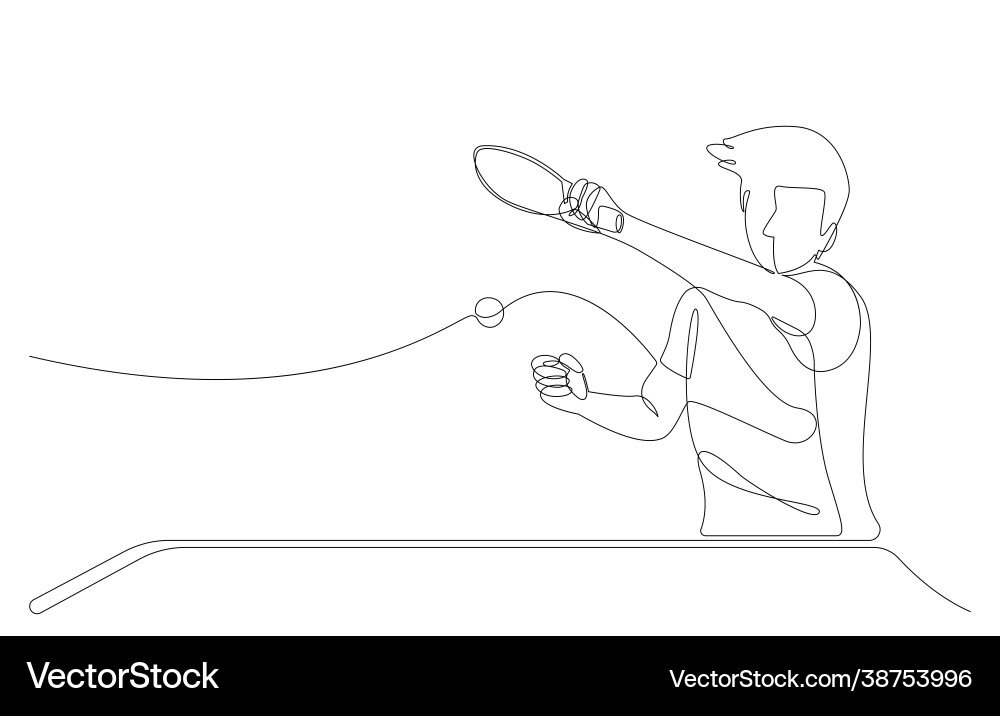 Eine einzige Linie Zeichnung Tischtennis Spieler Eine einzige Linie Zeichnung Tischtennis Spieler vektorbild