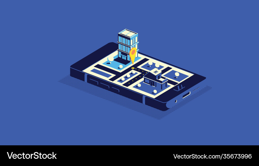 Flat 3d isometric mobile gps navigation maps Flat 3d isometric mobile gps navigation maps Vector Image