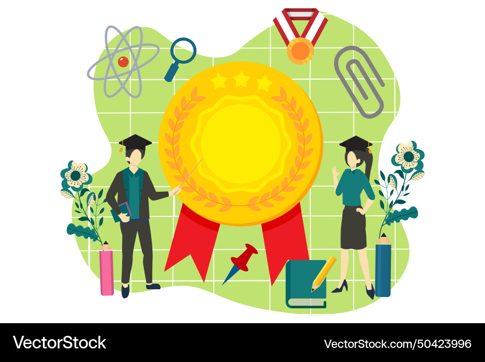 Graduation party flat design Royalty Free Vector Image