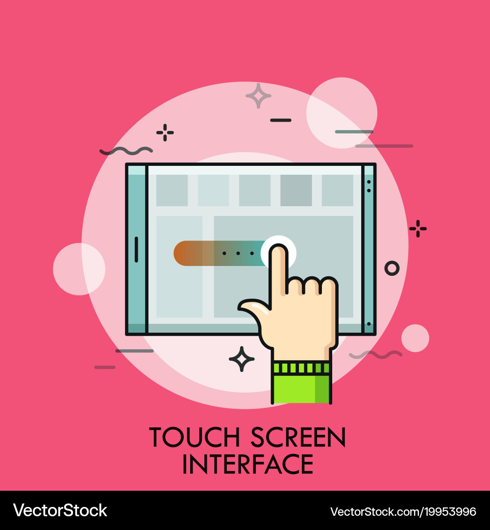Index finger and tablet pc concept of application vector image