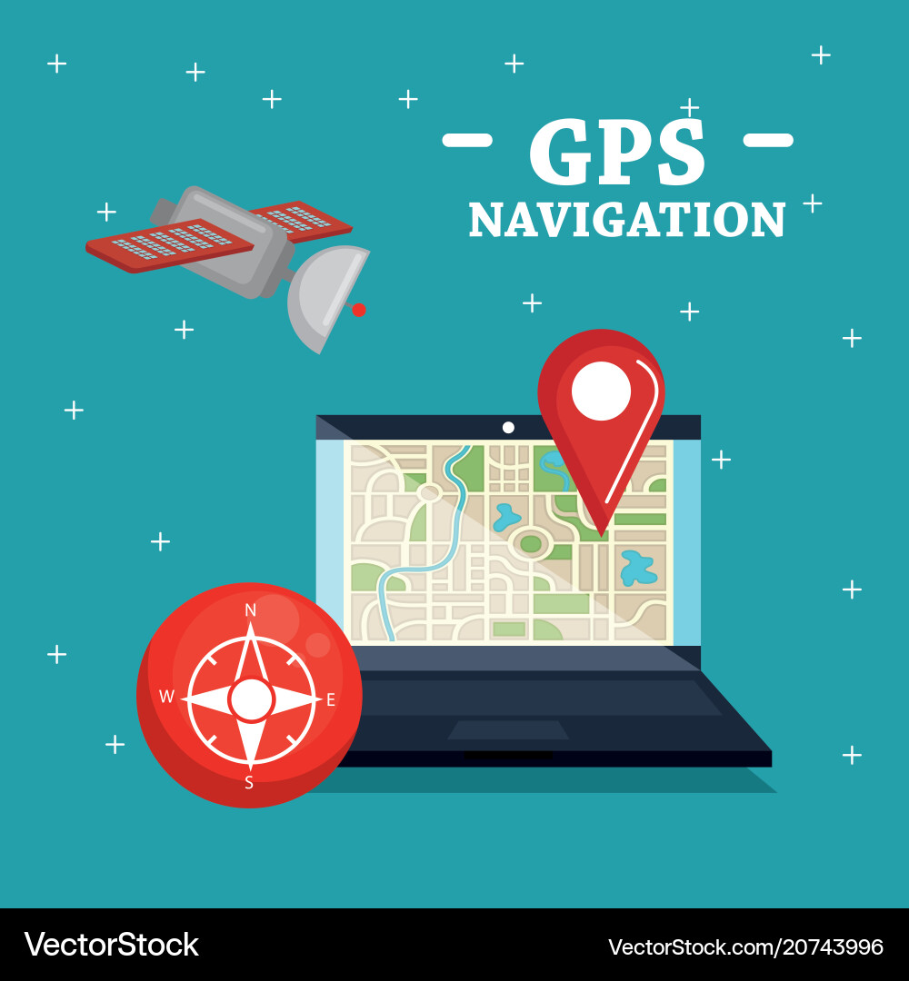 Laptop with gps navigation software Laptop with gps navigation software vector image